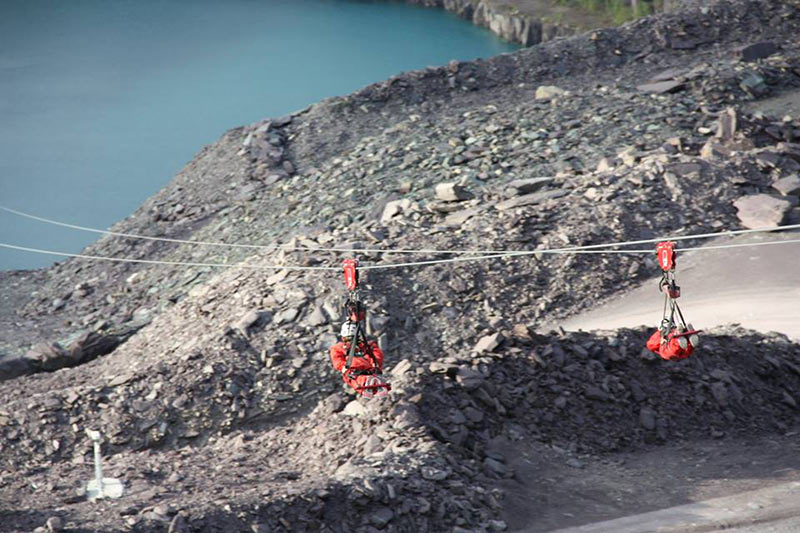 Laura speeds down the zip wire