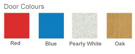 Red, Blue, Pearly White, Oak