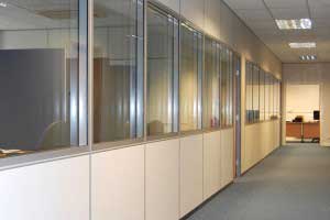 Office partitioning with glazed units