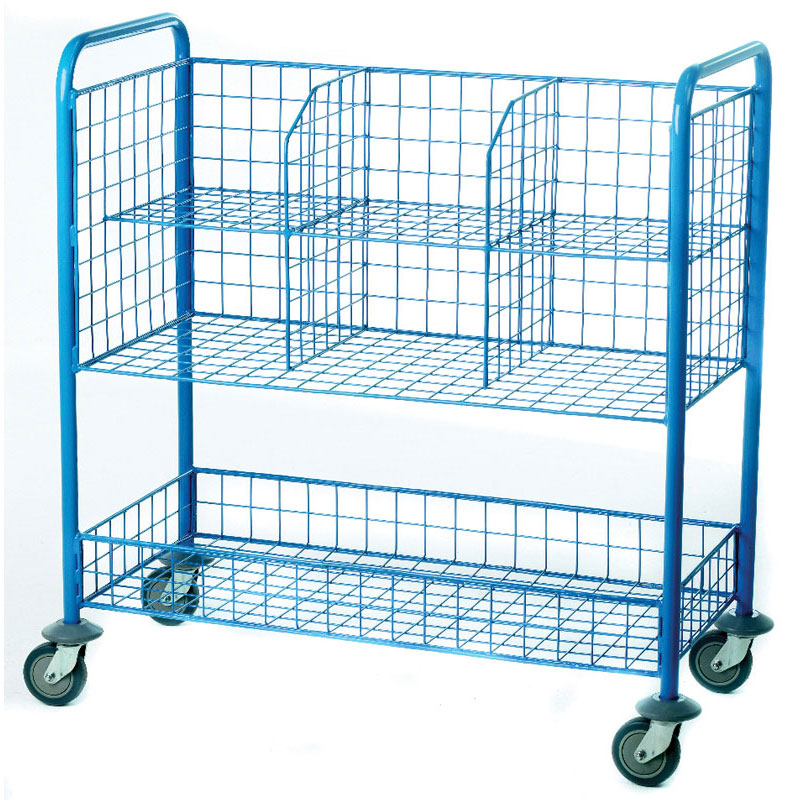 Post Room Trolley with mesh compartments MT991Y - ESE Direct