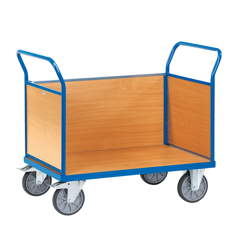 Fetra Beech Veneer 3 Sided Platform Trolley 850 x 500mm - 500kg