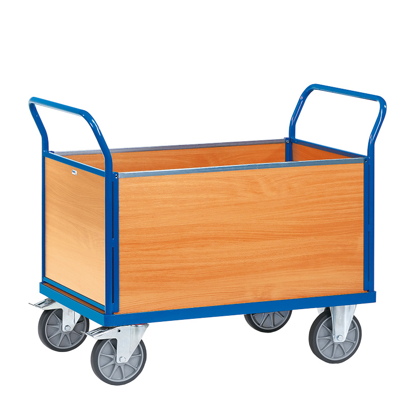 Fetra Beech Veneer 4 Sided Platform Trolley 1200 x 800mm - 600kg
