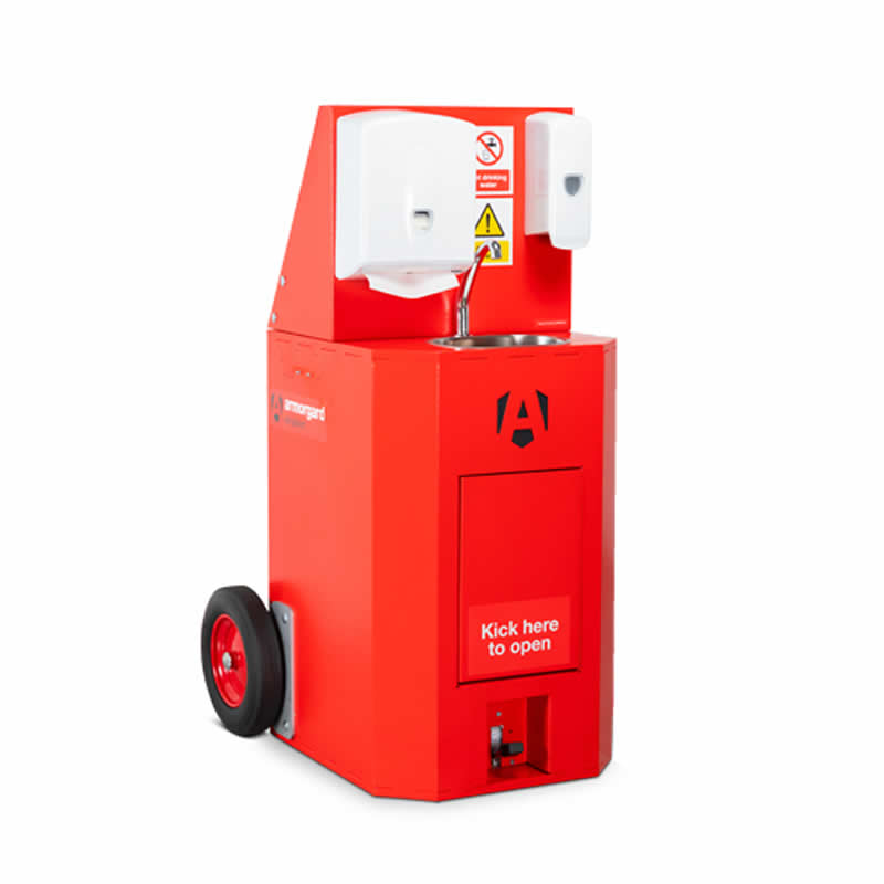 Click to view product details and reviews for Armorgard Scrubkart Mobile Hand Wash Station Tank Fed Cold Water Purpose Built For Construction Site.
