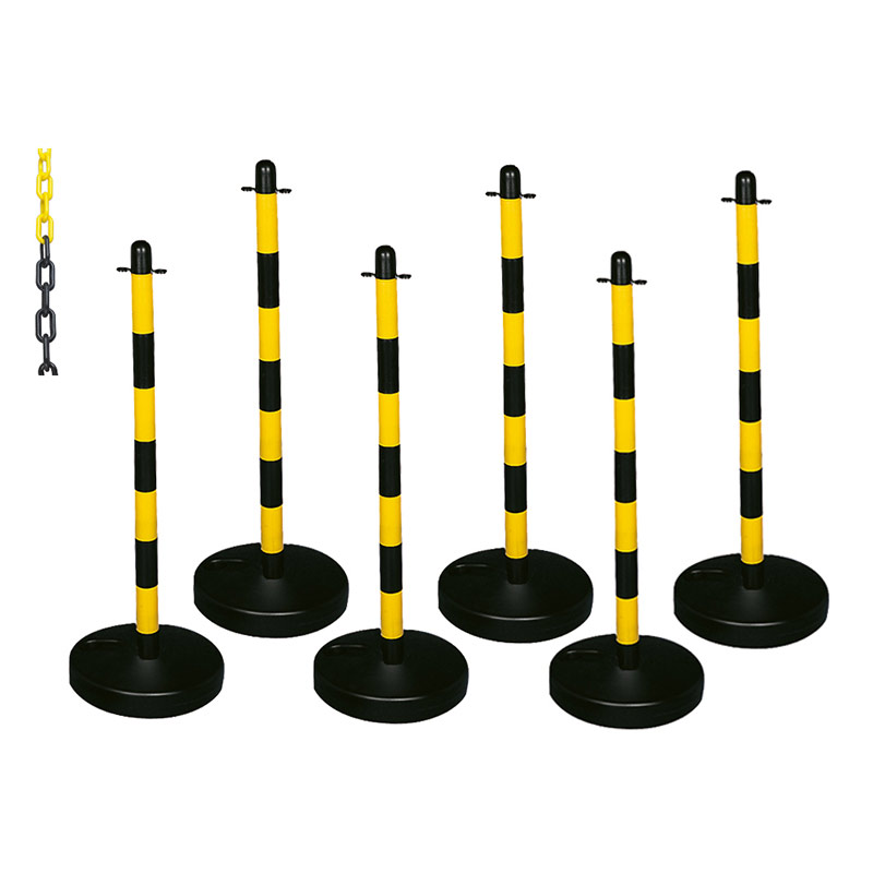 Click to view product details and reviews for Barrier Kits 6 Posts 8mm Chain Rubber Base Yellow Black.