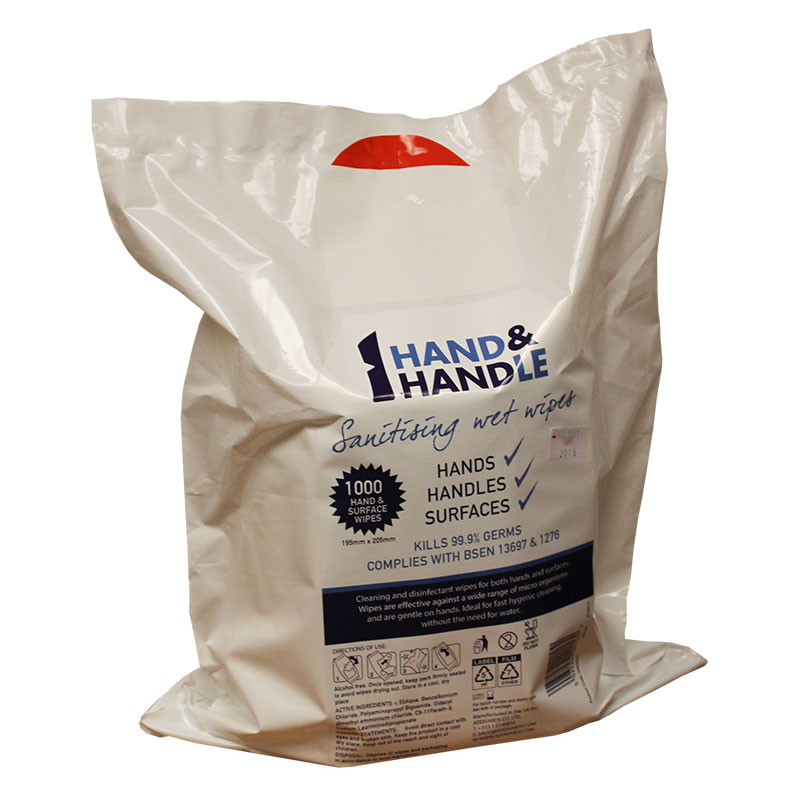 Hand Handle Anti Bacterial Wet Wipes Non Biodegradable 3 Rolls Of 1000 Wipes