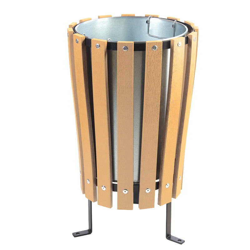 Wood Effect Outdoor Park Litter Bins Square Closed Top
