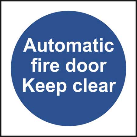 Click to view product details and reviews for Automatic Fire Door Keep Clear Sign Pvc 100 X 100mm.