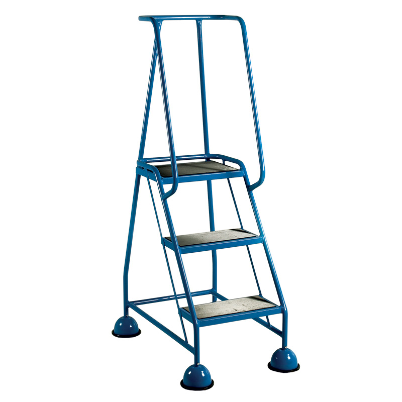Click to view product details and reviews for 3 Tread Glide Along Mobile Steps Blue Frame And Full Handrail.