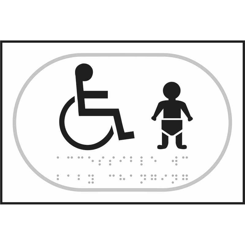 Disabled and Infant Baby Changing Braille Sign White - 150 x 225mm