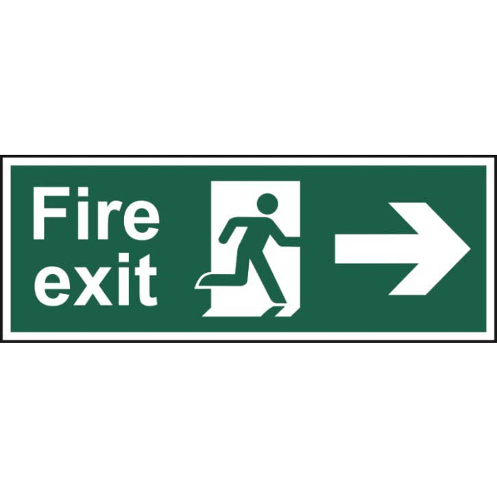 Fire Exit Man Arrow Right Sign 1mm Rigid Pvc Board 150 X 400mm