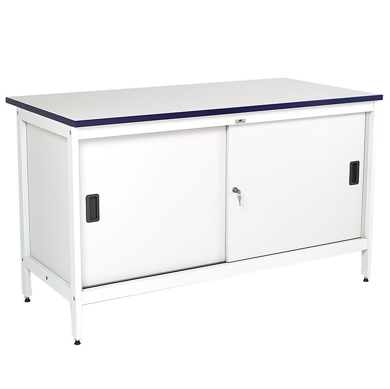 Click to view product details and reviews for Mailroom Bench With Cupboard And Sliding Doors 750 X 1200 X 750mm H X W X D.