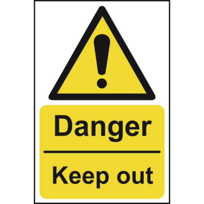 Danger Keep Out Self Adhesive Sticky Sign 200 X 300mm