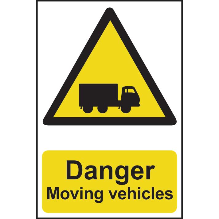 Click to view product details and reviews for Danger Moving Vehicles Sign Self Adhesive Semi Rigid Pvc 200 X 300mm.