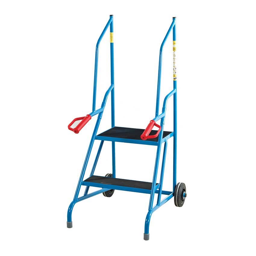 2 Step Expanded Steel Tread Dock Steps - Powder Coated Blue Finish