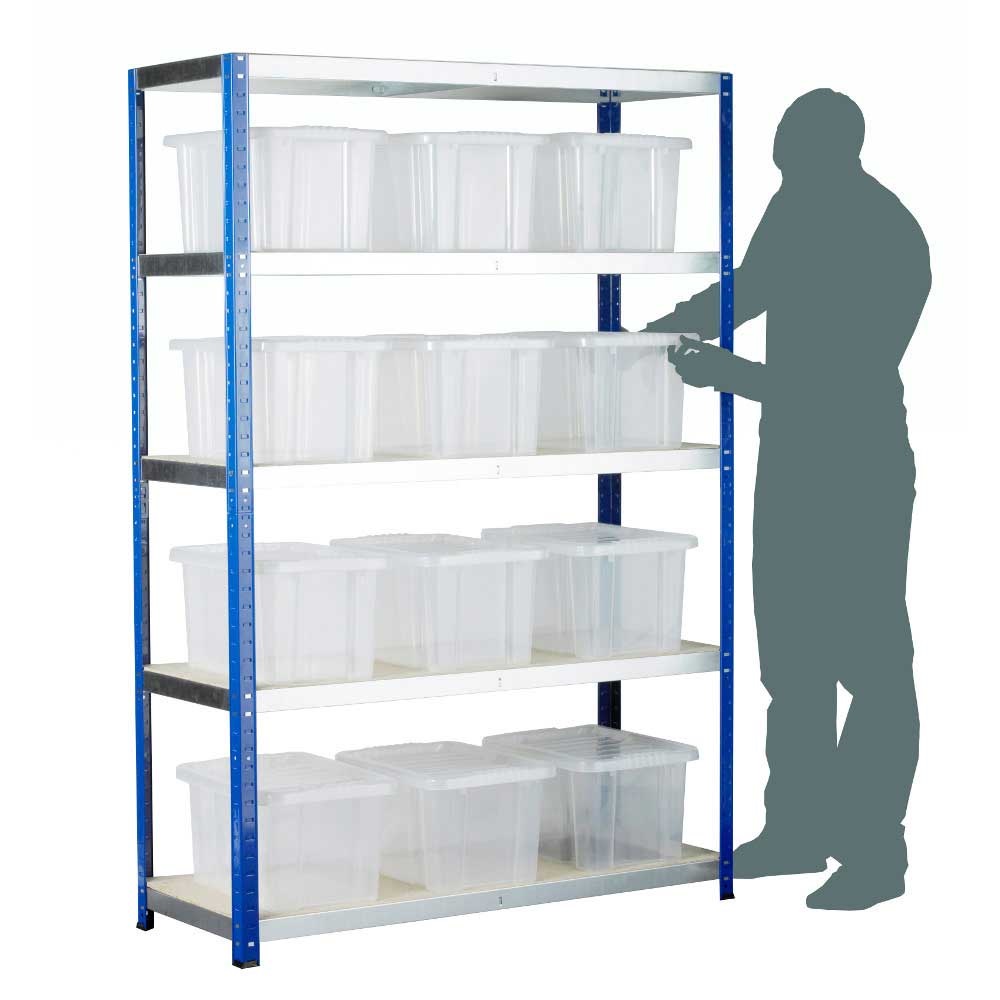 Ecorax Topbox Shelving Unit With 5 Shelves And 12 X 24l Topboxes
