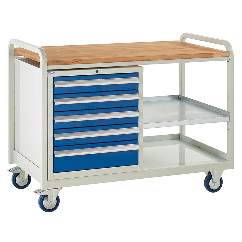 Click to view product details and reviews for Euroslide Trolley Kit 4 Tool Tray Sloping Top Worktop 5 Drawer Cabinet 4x100mm 1x150mm.