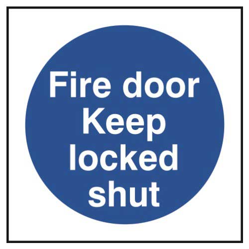 Fire Door Keep Locked Shut Sign 1mm Rigid Pvc Board 100 X 100mm