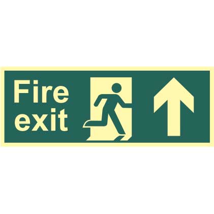 Click to view product details and reviews for Fire Exit Man And Arrow Up Sign Rigid 13mm Photoluminescent Board 150 X 400mm.