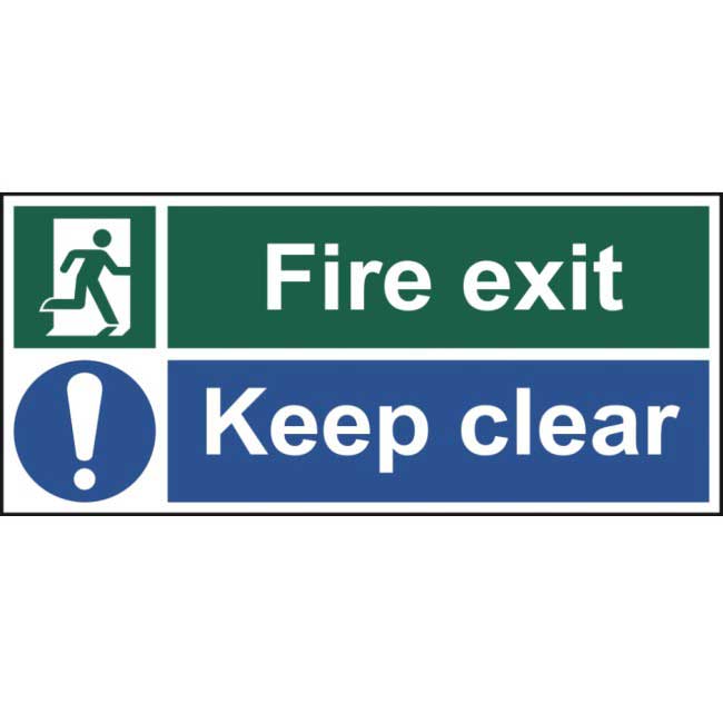 Fire Exit Keep Clear Sign Rigid 1mm Pvc Board 450 X 200mm