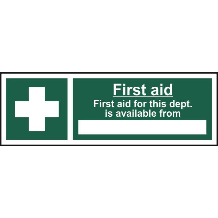 First Aid For This Department Is Available From Safety Sign Self Adhesive Vinyl 300 X 100mm