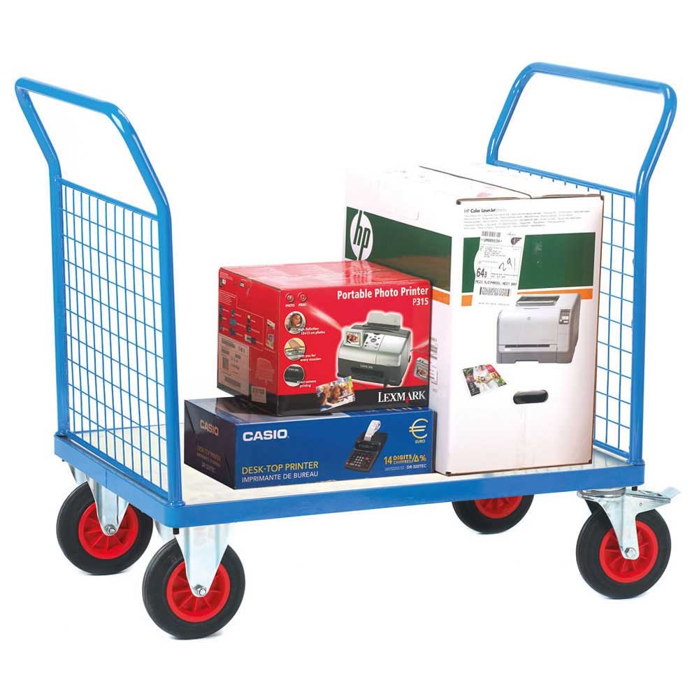 Double Mesh End Galvanised Base Platform Trolley - 850 x 500mm Platform