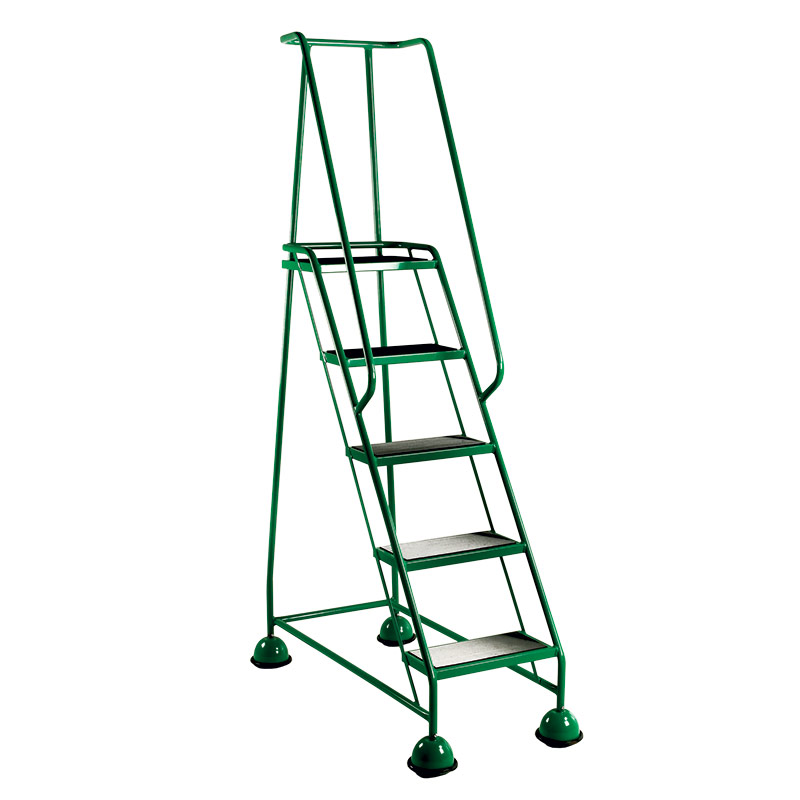 Click to view product details and reviews for 5 Tread Glide Along Mobile Steps Blue Frame And Full Handrail.