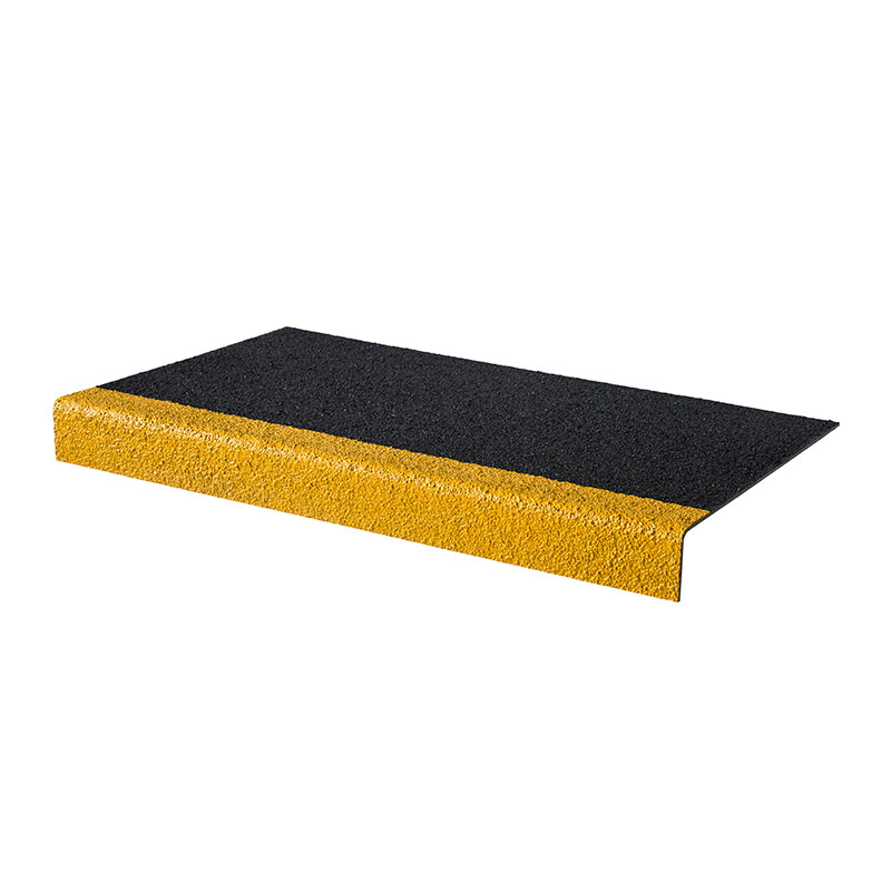 Anti-slip GRP stair tread 55 x 345 x 1000mm - black & yellow