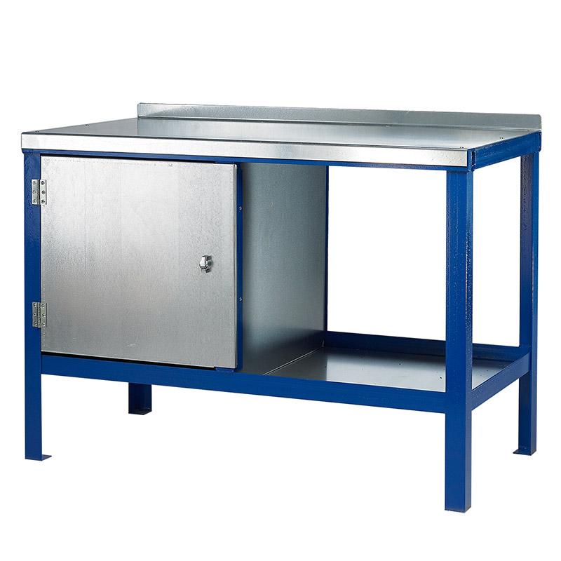 Steel Top Heavy-Duty Workbench with Cupboard & Bottom Shelf - 1000kg UDL - 840 x 1500 x 750mm