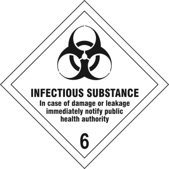 Infectious Substance 6 Self Adhesive Sign Diamond 200 X 200mm