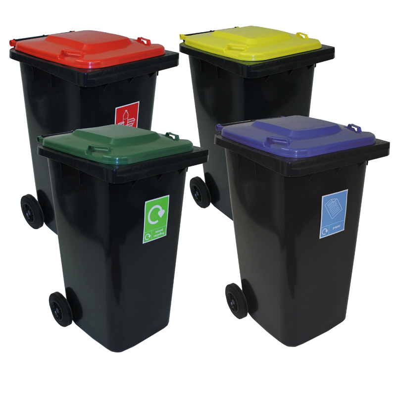Pack of Four 240L Recycling Wheelie Bins ESE Direct