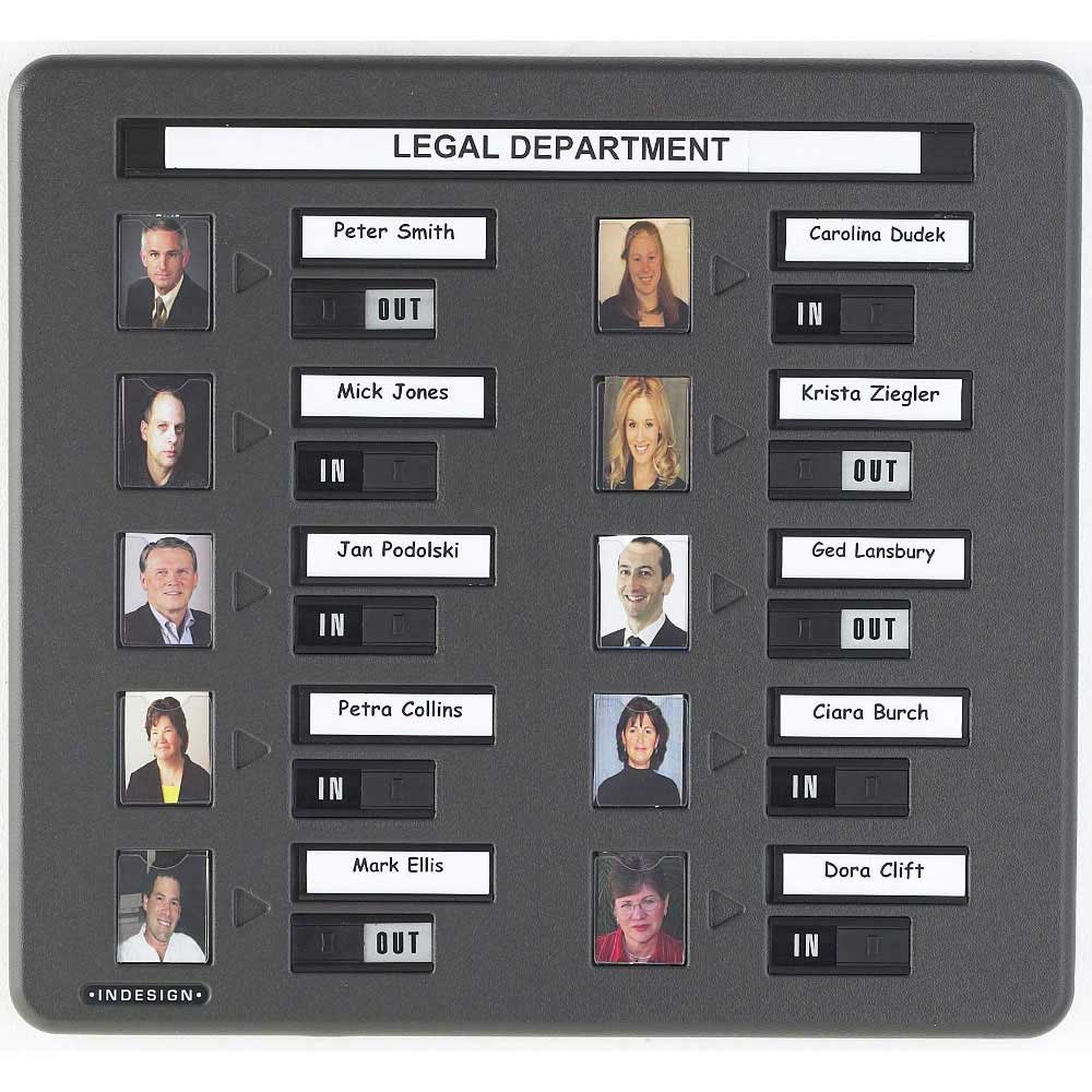 10 Person Photo In Out Board Photo Plus Name With Sliding Mechanism And Wall Fixing Kit