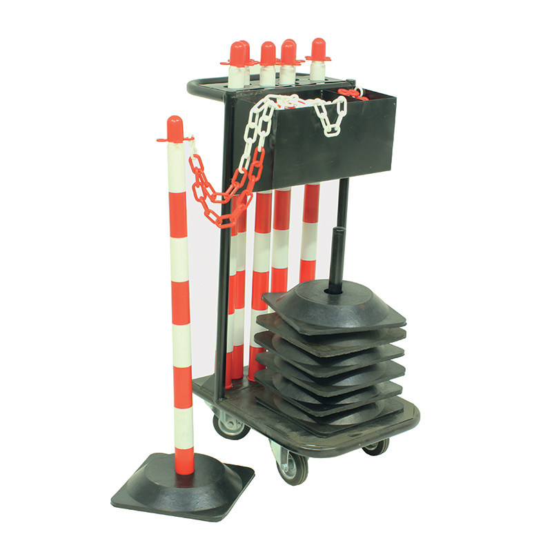 Click to view product details and reviews for Post And Chain Trolley Kit Circular Fillable Base Red White.