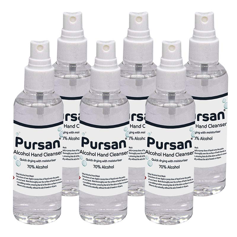Alcohol Based Hand Cleanser 100ml Pump Spray Bottle Pk 6