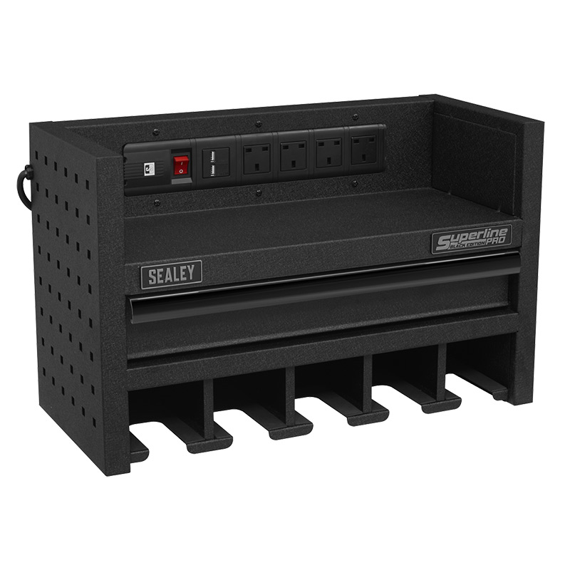 Click to view product details and reviews for Sealey Ap30srbe Superline Pro Power Tool Storage Rack With Power Strip 760mm Wide.