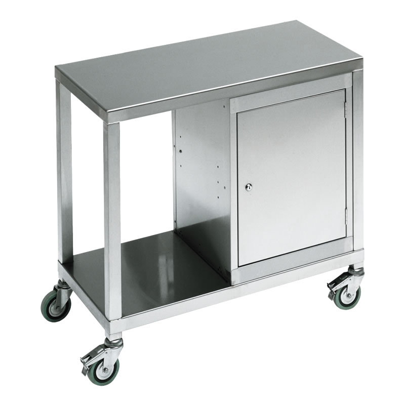 Stainless Steel 2 Tier Trolley, Cabinet & Drawer - ESE Direct