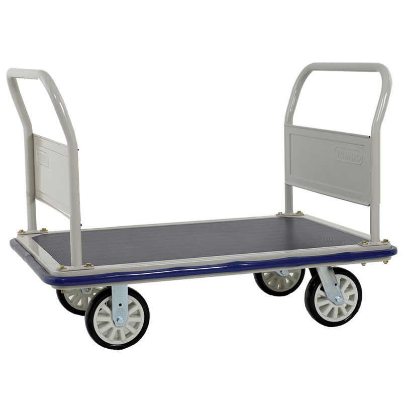 Click to view product details and reviews for Steel Folding Platform Truck With Buffers Single Fixed Handle 500kg Capacity.