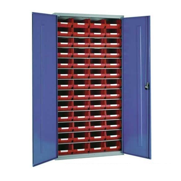 Steel Cabinet With 52 Tc4 Red Plastic Containers 2000 X 1015 X 430
