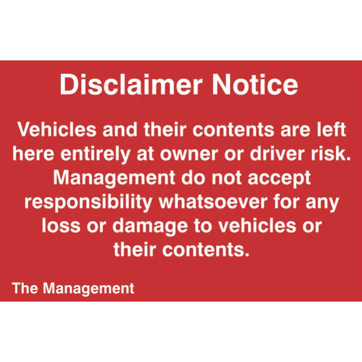 Click to view product details and reviews for Disclaimer Notice Parking Sign Self Adhesive Semi Rigid Pvc Board 200 X 300mm.