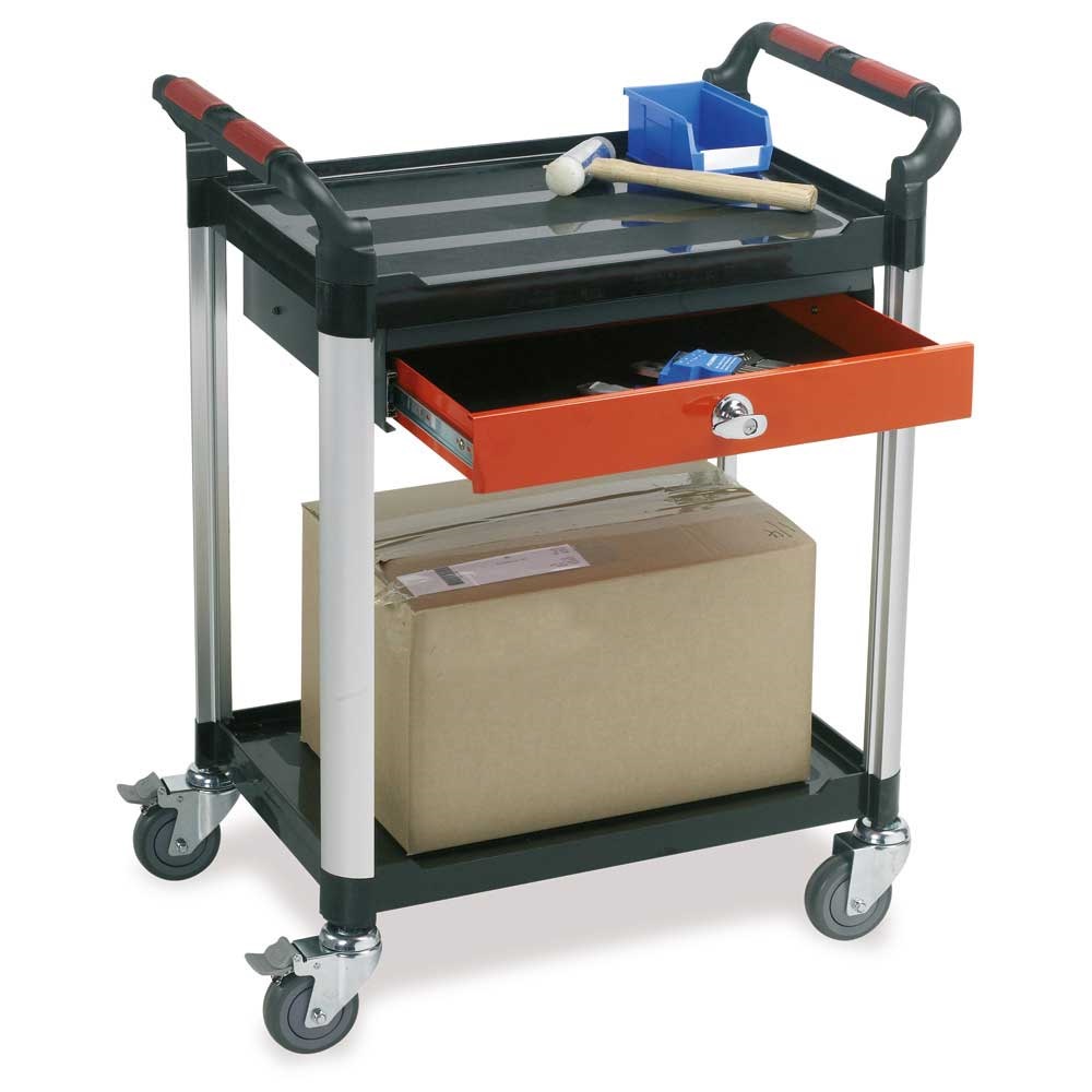 Click to view product details and reviews for 2 Shelf Tool Trolley With 1 Drawer 100kg Capacity.