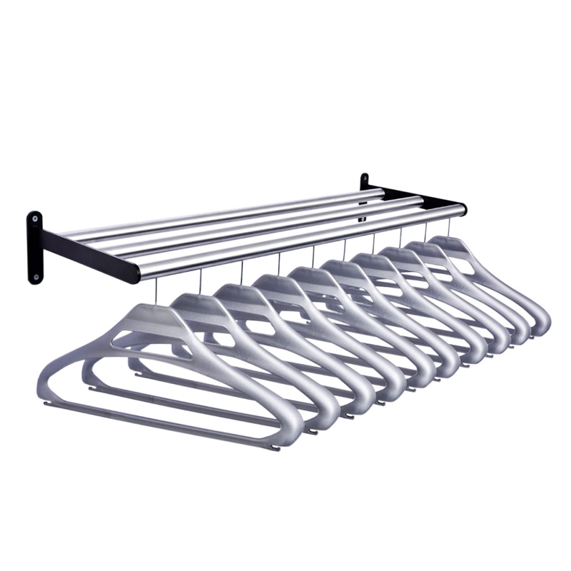 Click to view product details and reviews for Wall Mounted Coat Rail With Wood Hangers.