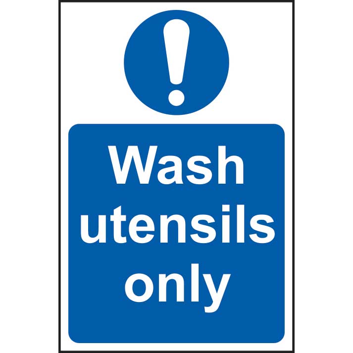 Wash Utensils Only Sign Self Adhesive Vinyl 200 X 300mm