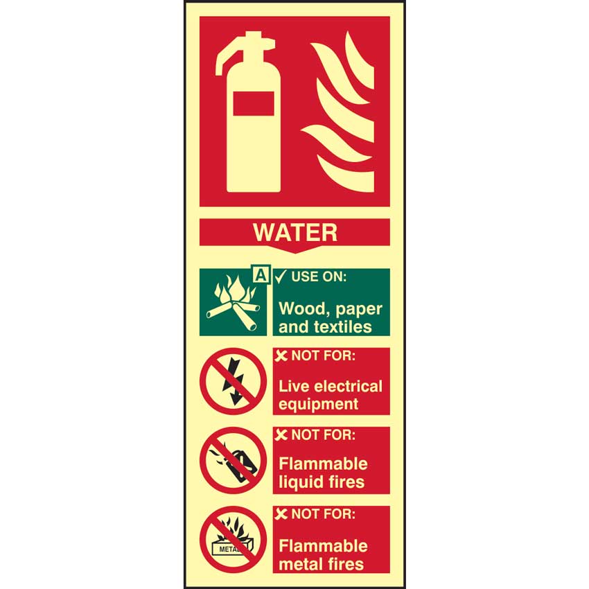 Click to view product details and reviews for Fire Extinguisher Water Sign Pho 82mm X 202mm.