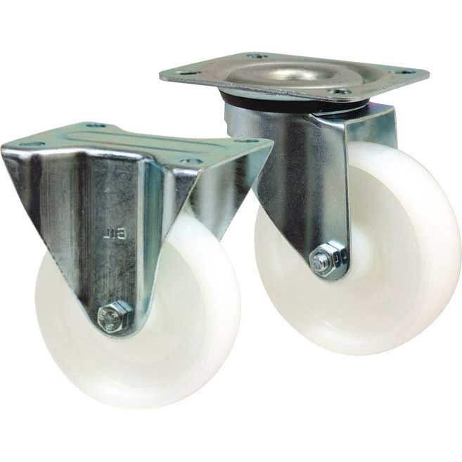Click to view product details and reviews for 100mm Swivel Castor Wheels White Polypropylene 125kg Capacity.