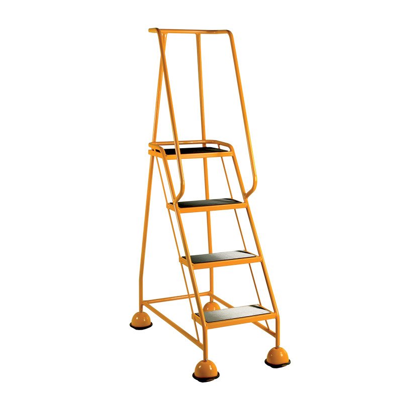 Click to view product details and reviews for 4 Tread Glide Along Mobile Steps Red Frame And Full Handrail.