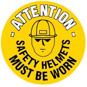 Wear Safety Helmets Graphic Floor Marker 