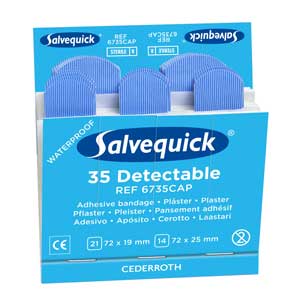 Salvequick Blue Detectable Waterproof Plasters - Pack of 6