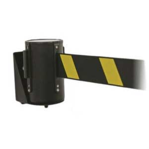 Black Wall Mounted Belt Barriers - 3.5m Belt