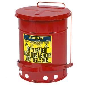 Justrite Oily Waste Cans solvent / flammable wipes & rags