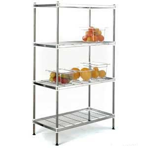 Stainless Steel Wire Shelving Bays with 4 Shelves